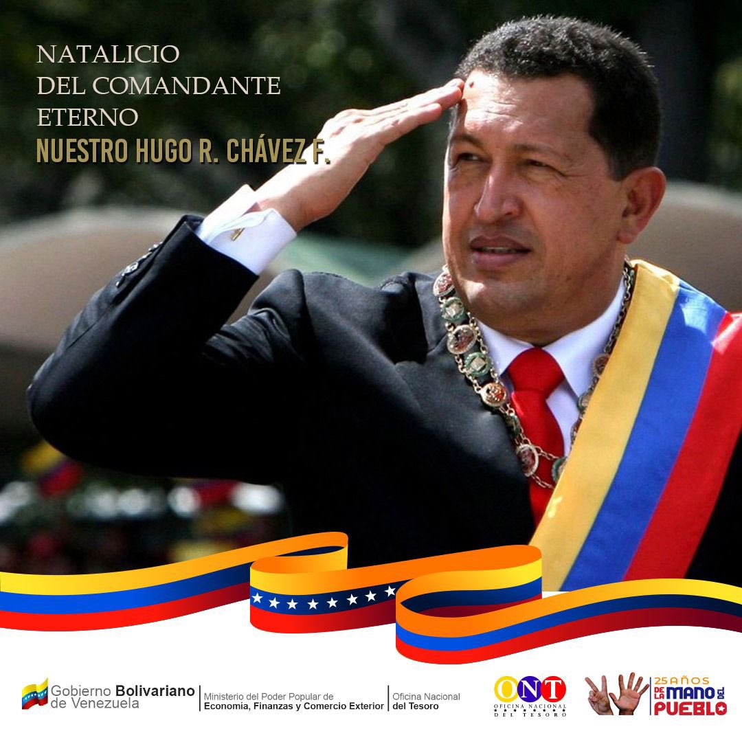 Hoy celebramos con orgullo y fervor patriótico el natalicio del Comandante Eterno, Hugo Rafael Chávez Frías. Un líder que transformó nuestra nación y sembró en nosotros la semilla de la soberanía. #ComandanteChávez