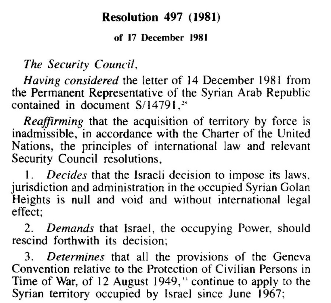 The Golan Heights is not northern Israel. 

It is occupied Syrian territory. 

If you find yourself unmoved, think of Crimea, or eastern Ukraine.