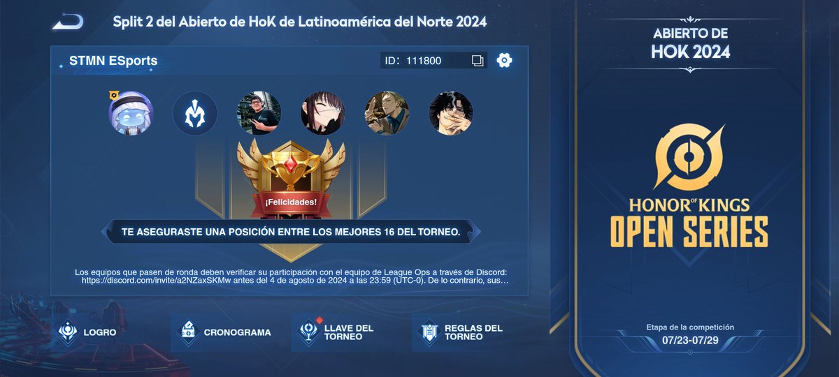 Clasificados al top 16 de Latinoamérica norte.

Vamos a darlo todo. Una serie a la vez 👑⚡

#GoSTMN <a href="/HOKLATAM/">Honor of Kings LATAM</a> <a href="/STMNesports/">STMN Esports</a>