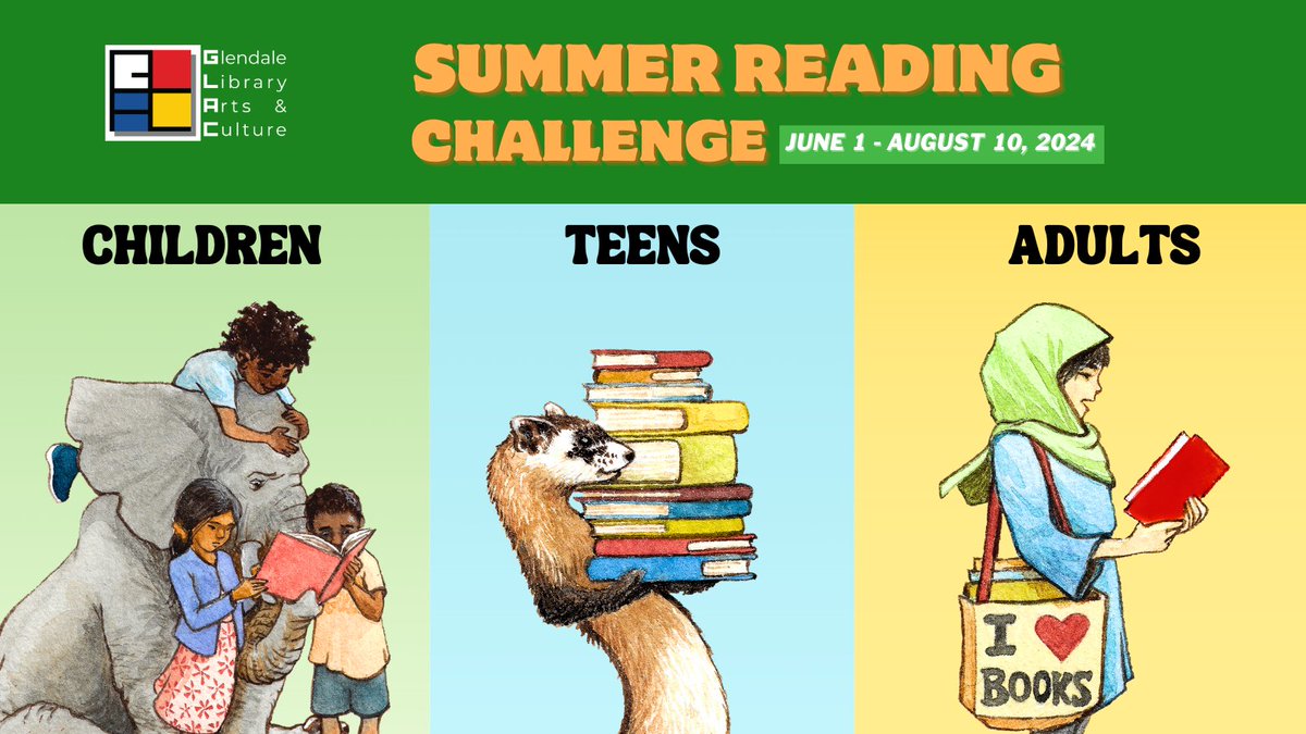 myglendaleLAC's tweet photo. Have you joined our Summer Reading Challenge! This year we are celebrating the Earth, sustainability and our environment as we “Read, Renew, Repeat!”
Visit https://t.co/BKWkdcQPy2 to find out how you can participate. #ReadRenewRepeat #GLACSummer https://t.co/3oZBhjR61N