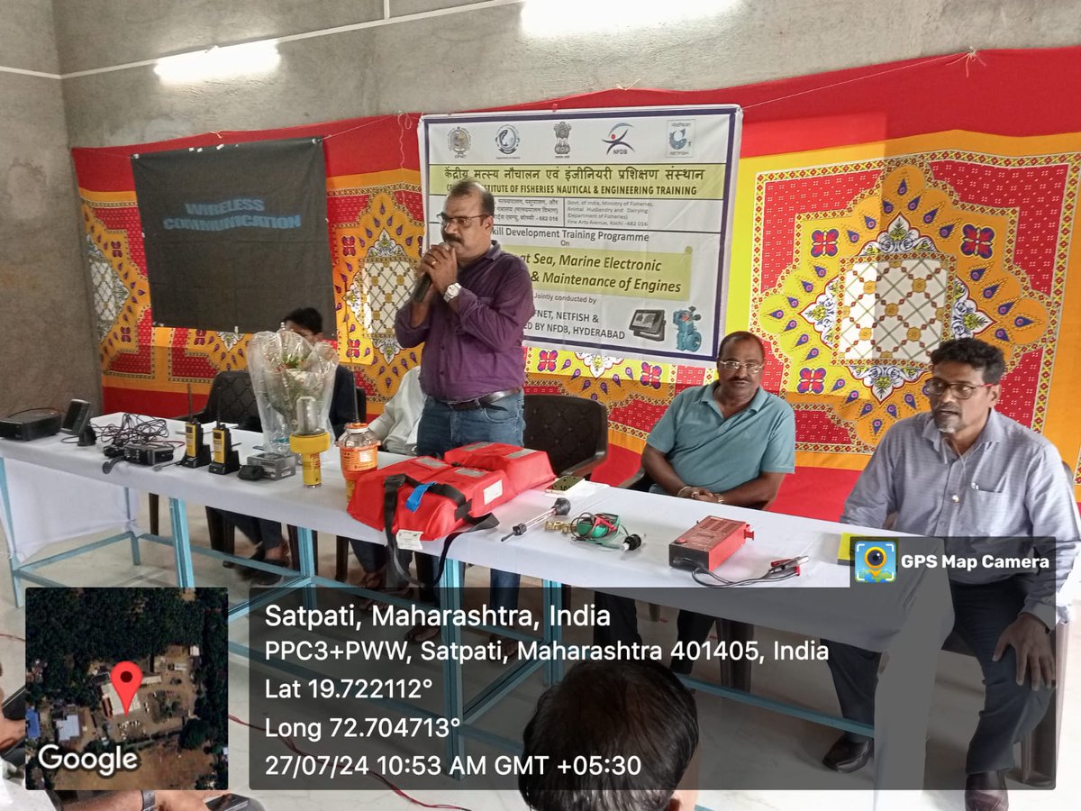 CifnetH's tweet image. One day #Skilldevelopment #Trainingprogramme on #Safetyatsea,#MarineElectronicEquipment & #Maintanance of #MarineEngines for 103 #fishers of Maharashtra was conducted by CIFNET at Satpati Fisheries Sarvodaya society, #Satpati. #Maharashtra on 27.07.24.@FisheriesGoI @JSFisheries
