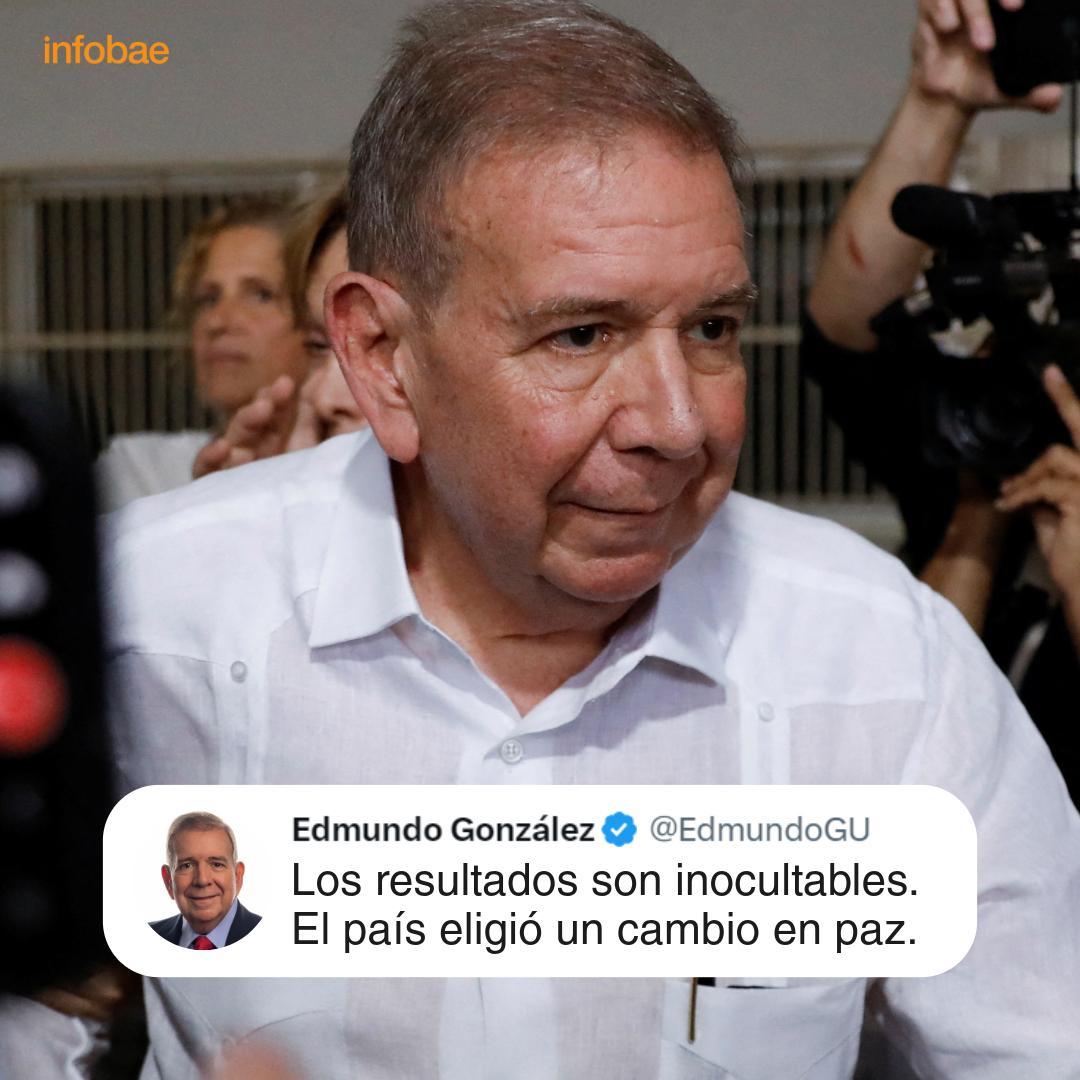 infobae's tweet image. El candidato opositor Edmundo González aseguró que los resultados electorales en Venezuela son "inocultables" infob.ae/3YkcMOE