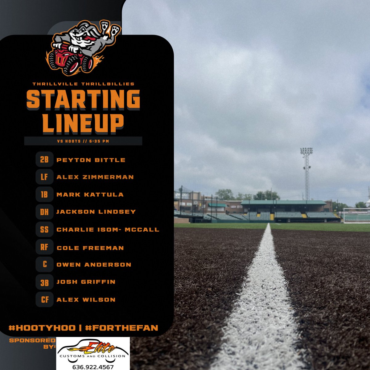 It's a great night for some baseball! Here are tonight's starting lineups for both teams!

#hootyhoo x #forthefans
