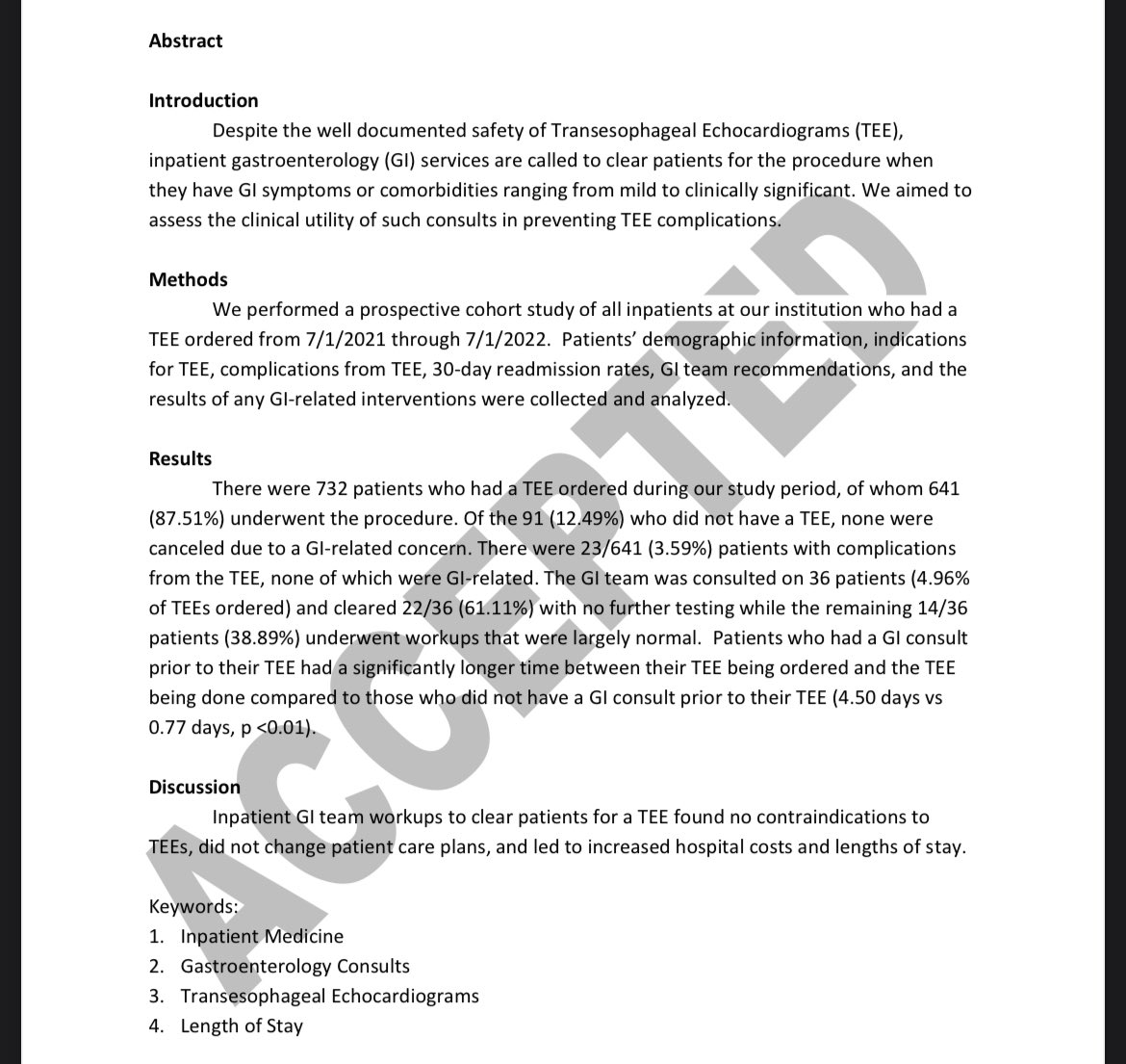 A #MedTwitter poem

Let’s talk about GI fellow burnout 
You too can help, it turnsout
No need to page them, just T E E
Yep, this study says no need for E G D 

doi.org/10.14309/ajg.0… <a href="/AGA_CGH/">CGH</a>