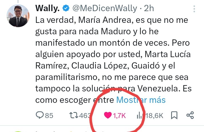 Excelente respuesta y la verdad es que tú le das publicidad <a href="/medicenwally/">Wally.</a>. Ella no sabe ni dónde está parada😒