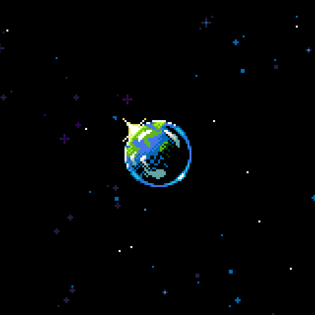FromLefcourt's tweet photo. Just a tiny blue dot in an endless black sea. Used the #UFO50 color palette. #pixelart #aseprite https://t.co/ogguMWVm3N