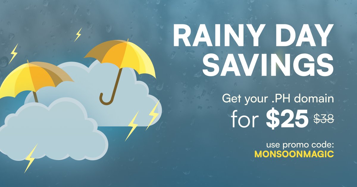 🌟 Limited Time Offer! Refresh your brand with .PH domains for just $25 (normally $38) this week only. Offer ends August 4, 2024. Don’t wait, grab your deal now! Visit dot.ph to register!

#DotPHPromo #PHDomains #MonsoonDeals