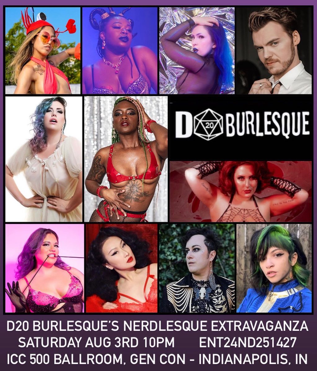 Who we seeing at #GenCon? 👀👀👀
Check out this lineup!
Performances from <a href="/HappyBunbuns/">EVA Unit 01✨</a> <a href="/queerlyfemme/">Queerly Femmetastic 🏞️🇵🇸✊🏾🌊</a> <a href="/veryVonka/">☆ ꪜꪮꪀᛕꪖ ☆ at Anime NYC</a> <a href="/MarcusTerritory/">Marcus Territory</a> <a href="/MayEsmerelda/">EsmereldaMay</a> Agent Wednesday <a href="/HisMajesty/">Eight Legs of Sin🌈</a> <a href="/luastardust/">Lua Stardust ON BSKY NOW</a> + your hosts <a href="/AnjaKeister/">👻Anja Keister at Gen Con 👻</a> and <a href="/makirollOFC/">Maki @ JAPAN 🎴</a>  w/ Rosemary Maybe on stage crew!
Aug 3rd 10pm