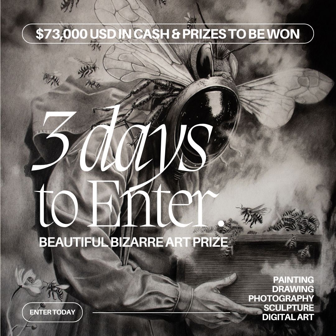 BeautifulBzarre's tweet image. 😱 3 DAYS LEFT TO ENTER the Beautiful Bizarre Art Prize! $73,000 USD in cash &amp;amp; amazing prizes to be won + have your work published in Beautiful Bizarre Magazine!

Its easy, just enter the best work from your portfolio at beautifulbizarreartprize.art

Entry by: @florindragoi_art