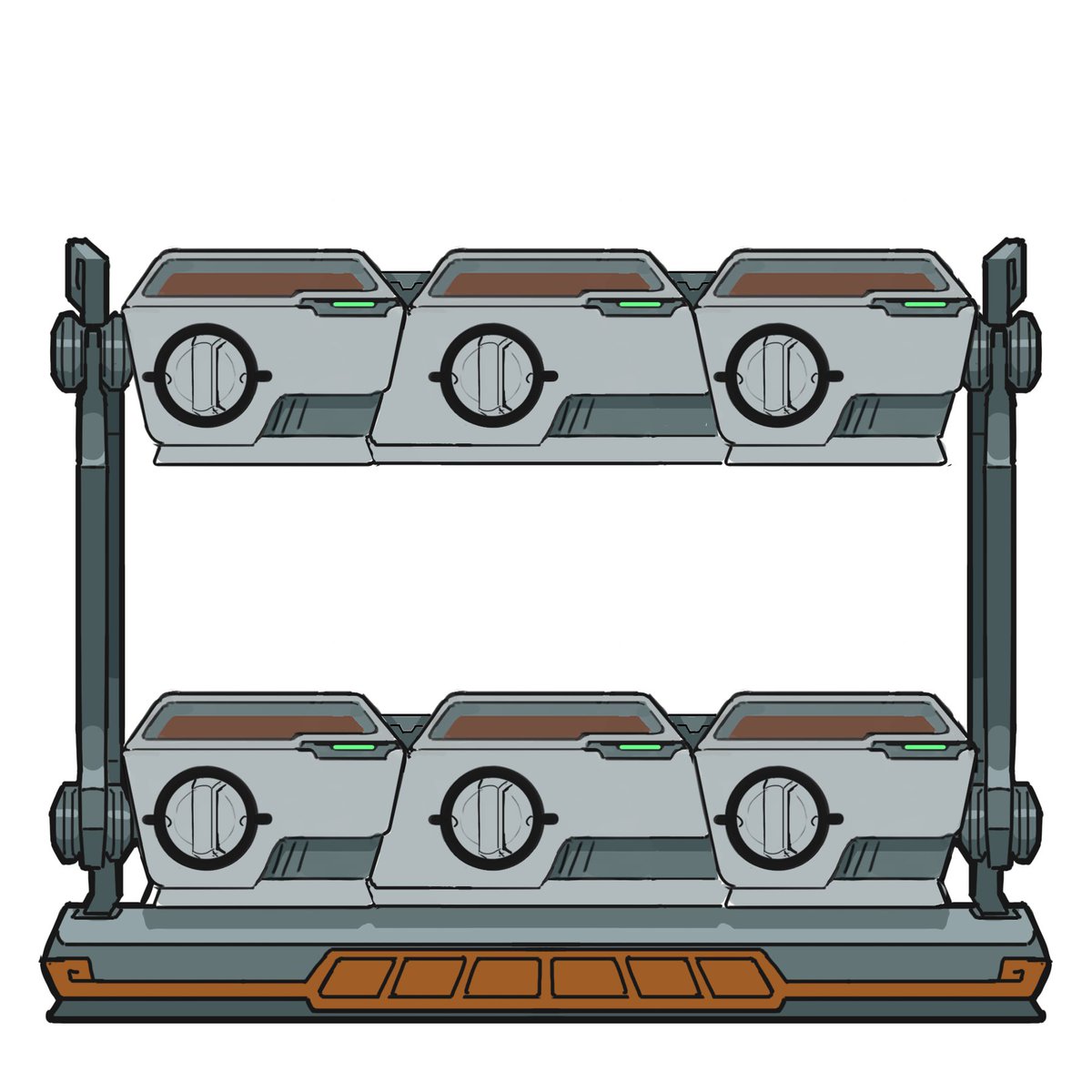 cavebearstudio's tweet photo. For this week’s #ScenerySunday; details on some of the propwork our amazing lead artist has been tinkering up ⚙️🔧 Our solarpunk spacecraft gets more detailed by the day!! https://t.co/nhjQeG6ID2