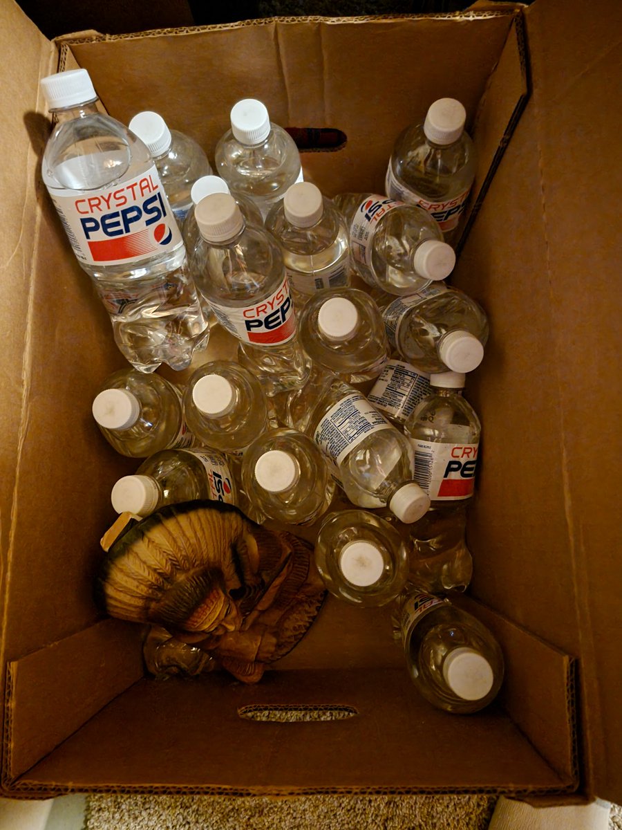 MatthewBritt82's tweet photo. @KevLAbeast Hey Kevin, I' was going through some boxes in thr basement and came across these. 18 bottles of Crystal Pepsi.  Do you want these brother? https://t.co/JldV9VsV4w