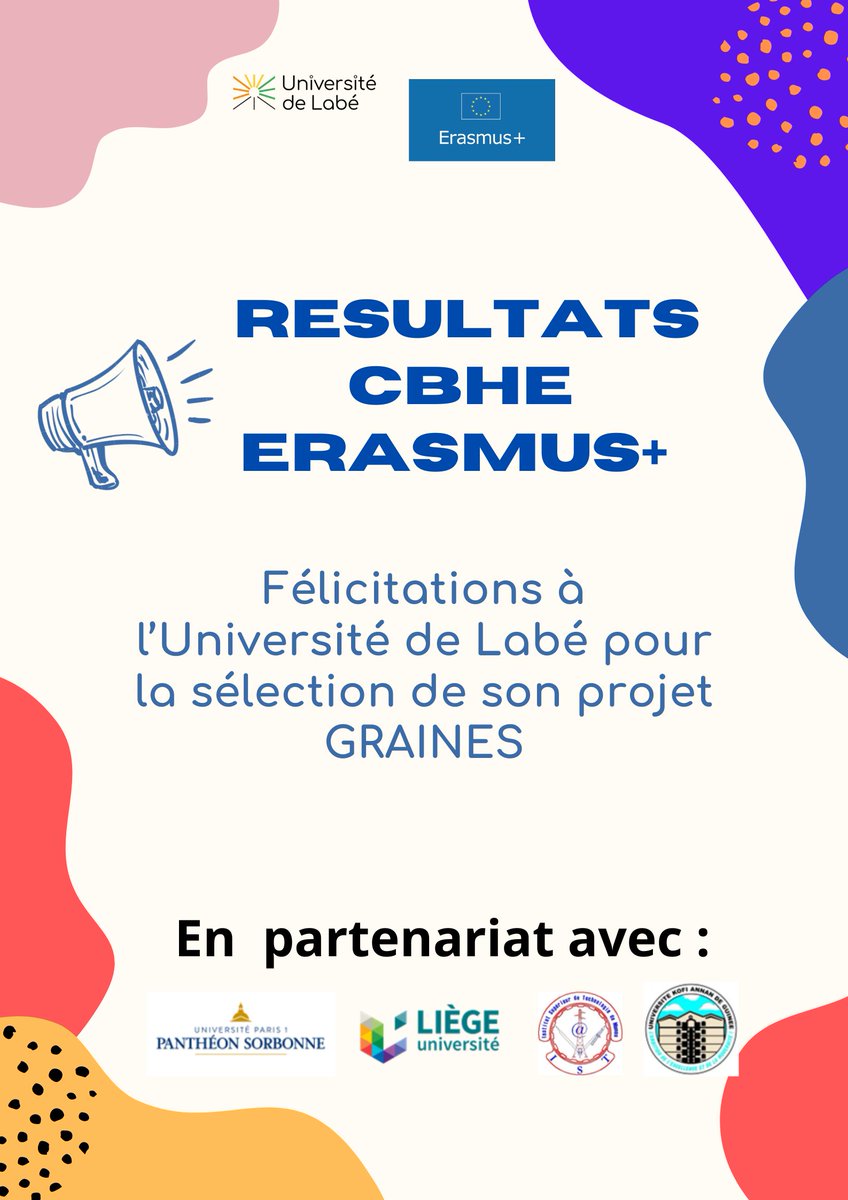 L’Université de Labé sélectionnée pour son Projet GRAINES par la Commission Européenne.
𝐏𝐥𝐮𝐬 𝐝'𝐢𝐧𝐟𝐨👇
univ-labe.edu.gn/luniversite-de…

<a href="/Mesrs_Gn/">MESRSI GN</a> 
#UL2024