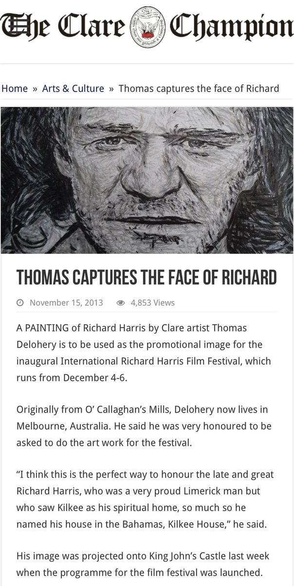 TomdeloheryJ's tweet photo. #theclarechampion #irishpress #drawing #painting #portrait of #irishactorrichardharris #actorrichardharris Richard Harris for #richardharris #filmfestival #richardharrisinternationalfilmfestival #rhiff #art by #artistthomasdelohery #thomasdelohery @TomdeloheryJ #rhiff13 https://t.co/GOkEb6B1dD