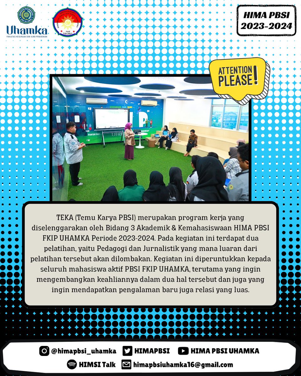 HIMAPBSI's tweet photo. 📸 Dokumentasi Temu Karya PBSI (TEKA) 📸

📸 IG : @himapbsi_uhamka
🕊️ Twitter : @HIMAPBSI
📧 Gmail : himapbsiuhamka16@gmail.com
🎥 YouTube : HIMA PBSI UHAMKA
🎙 Spotify : HIMSI Talk
🌐 Website : https://t.co/Nj9l8G145I

#HIMAPBSI
#SATUBANGSA
#SATUBAHASA
#INDONESIA https://t.co/Y8zrrTgbRc