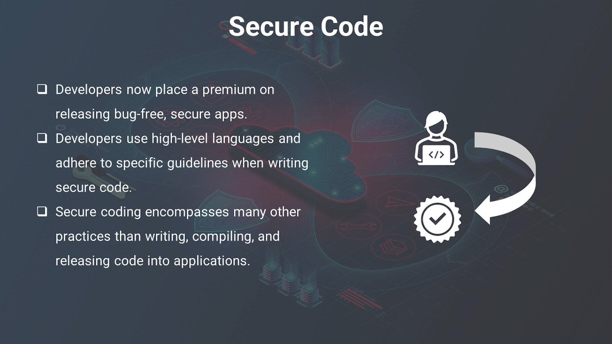 felix_hud's tweet image. Today I learned about securing code and software, including the importance of securing code and the actions and steps to take. Protecting software from vulnerabilities is crucial for robust security. 

#LSPPDay59 #60DaysOfLearning2024 #LearningWithLeapfrog @lftechnology