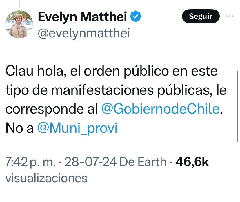 mamalechuza's tweet image. Cuando pasa algo en Santiago es culpa de Irasi, cuando algo pasa en Providencia es culpa del Gobierno, anótense esa de @evelynmatthei para recordársela cuando salga en la tele wueviando por Santiago!