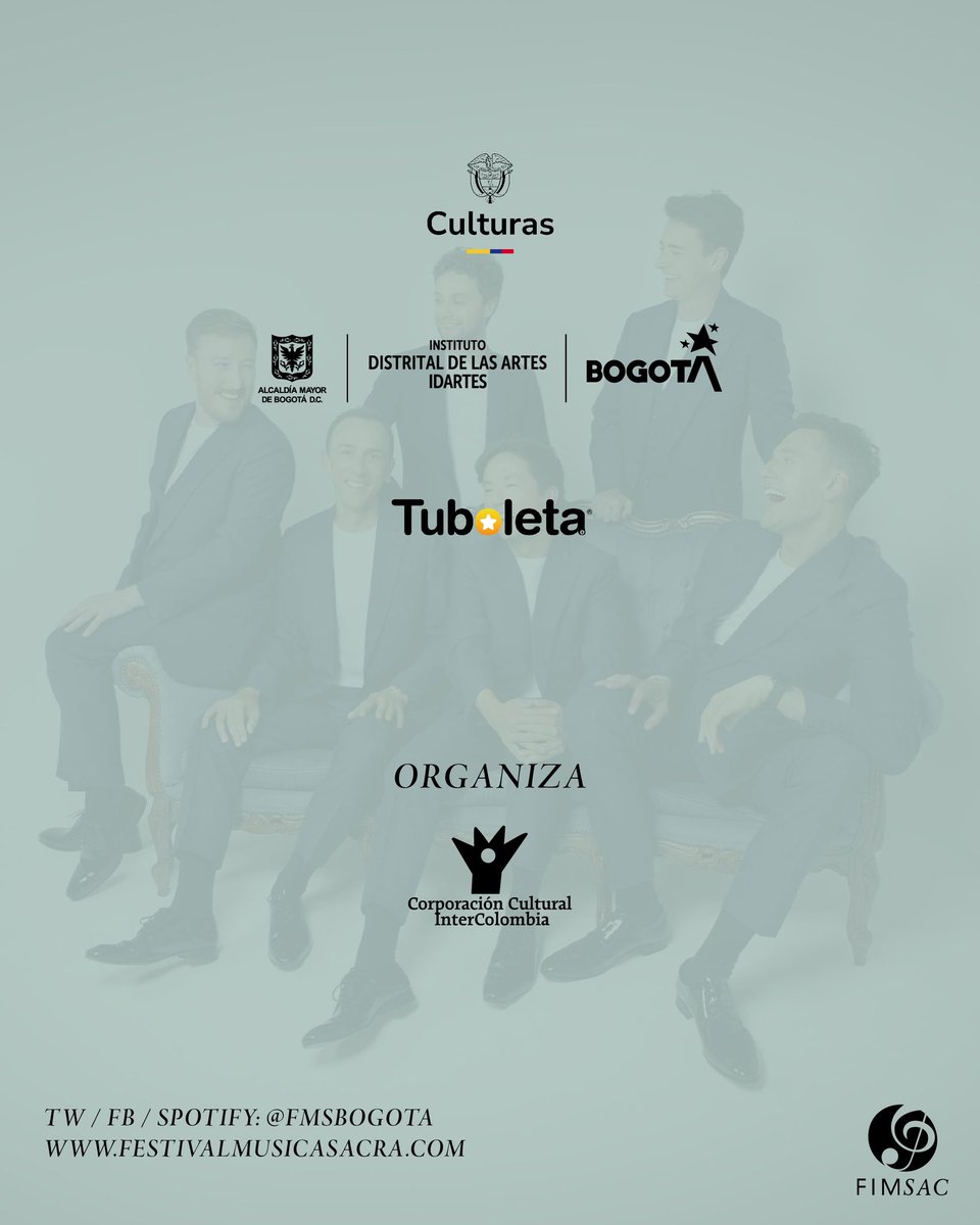 FMSBogota's tweet photo. Gran debut de The @kingssingers en el #FIMSAC con su programa Legacies: una selección de música sacra y tradicional de todos los tiempos, desde compositores renacentistas como William Byrd, Thomas Tallis o Clément Jannequin, hasta los Beatles.
Entradas por @Tuboletaoficial https://t.co/RqG7X2cp4L