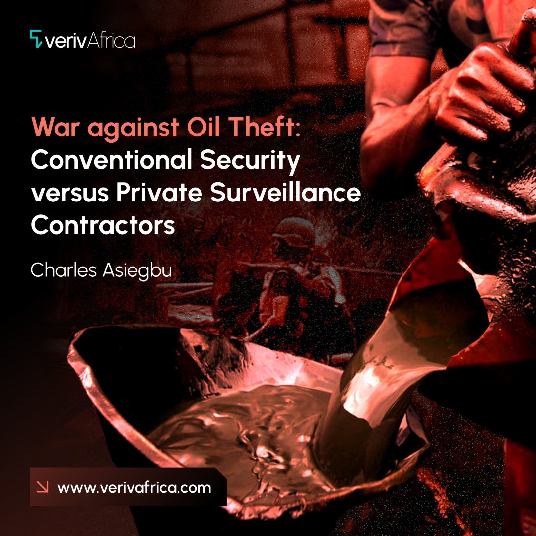 VerivAfrica's tweet photo. Despite significant efforts, oil theft remains a critical issue in Nigeria. Charles Asiegbu's latest insight explores the effectiveness of conventional security vs. private surveillance contractors.

Read more: https://t.co/cRpkuOV8D8 https://t.co/ORFr1Zou9n