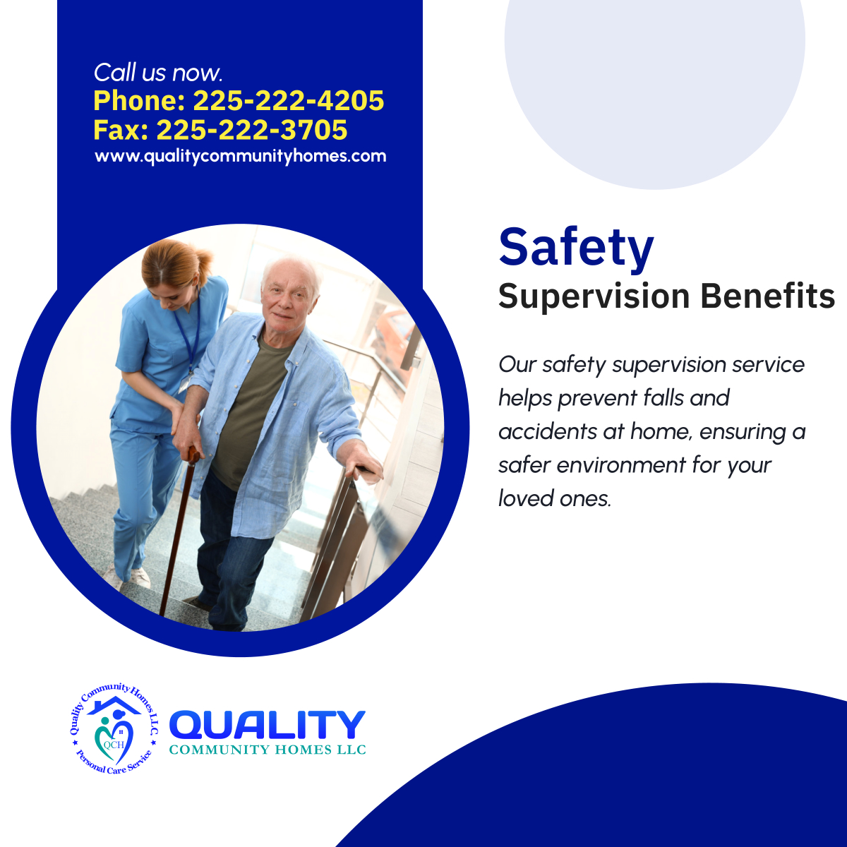 QualityHomesLLC's tweet photo. Prevent falls and accidents at home with our safety supervision service. Create a safer environment for your loved ones today with QUALITY COMMUNITY HOMES LLC! 

#GreensburgLA #HomeCare #SafetySupervision https://t.co/G3eCKYEMC3