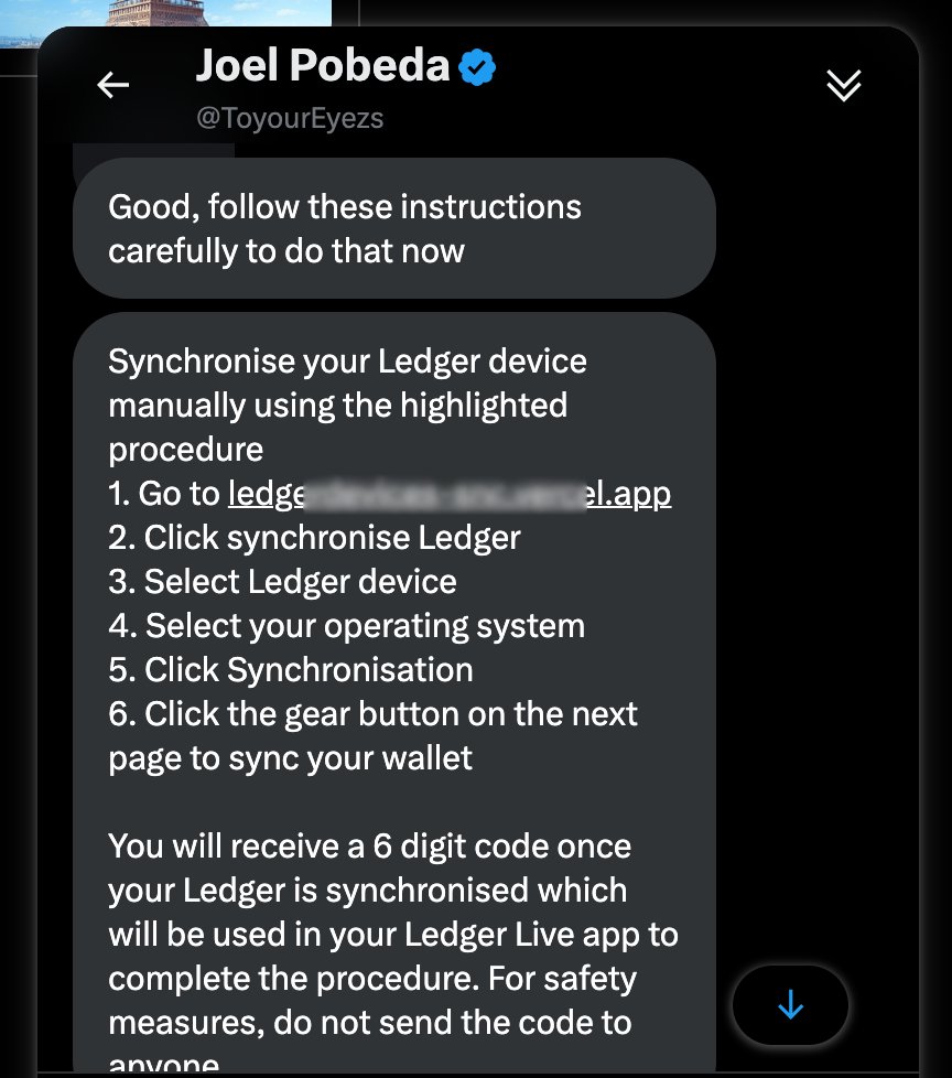 cryptoMichFR's tweet image. be carefull when you mention @Ledger @Ledger_Support  the account of @ToyourEyezs has been compromised of hacked,