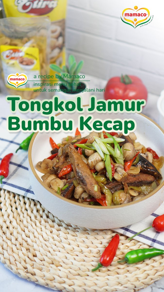 mamaco_id's tweet photo. Resep dari Mamaco ini cocok untuk jadi lauk menemani nasi. TONGKOL JAMUR BUMBU KECAP.

Bahan :
Mamaco Platinum
500 grm Tongkol
250 grm Jamur Kancing
6 buah Cabai Besar (iris lonjong)
1 buah Tomat (iris kotak besar)
5 buah Cabairawit (iris kecil)
5 siung Bawang Putih (iris tipis) https://t.co/u9xRT67WtU