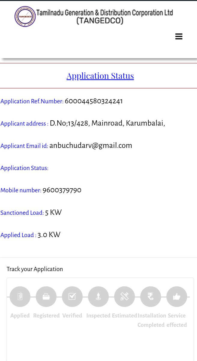 Commons_commonr's tweet photo. @TANGEDCO_Offcl @TThenarasu I Have paid Meter caution deposit and service connection charge a week before but till now no action and the status can't be seen in the website too..... https://t.co/4rZsq5s48E