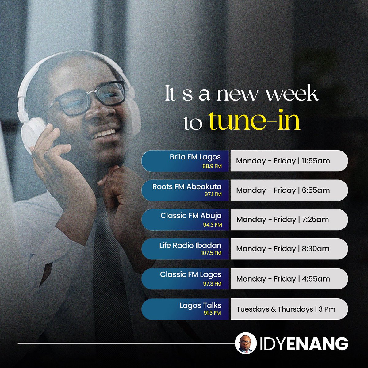 IdyEnang's tweet photo. Don’t forget to tune in this week on “Navigate with Idy” on these radio channels for a fresh dose of motivation, inspiration, and guidance to help you navigate life’s journey with confidence and purpose.

#navigatewithidy #businessschoolonradio https://t.co/7hfCTXFk1I