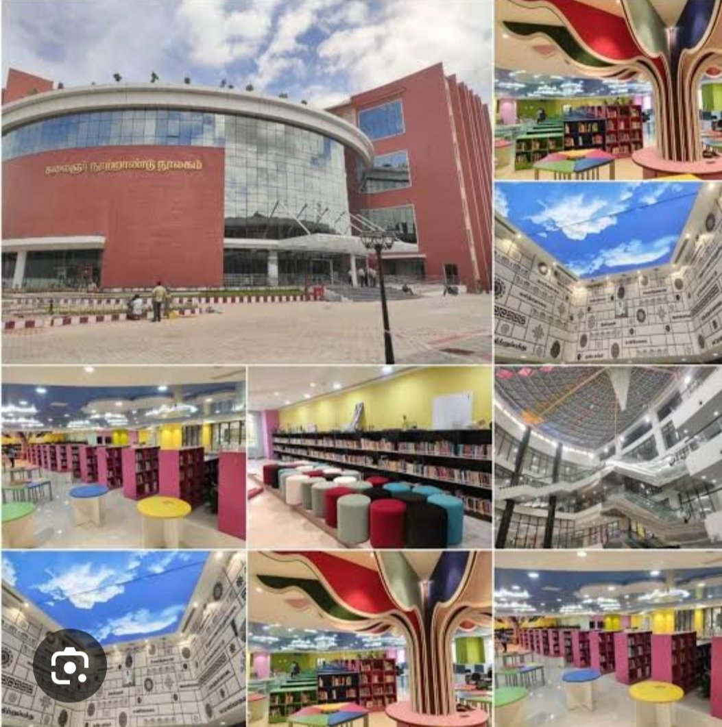 IndiaTNupdates's tweet photo. 🏬Kalaignar centenary Library in Madurai .one of the modern Library in our  country with beautiful Aesthetics inside. 
🛑Total cost-134 Crores
🛑 The Library has children's performance theatre, kids' visual theatre, science 🔭 equipment for children.
#Madurai https://t.co/tLxRuTIk3v