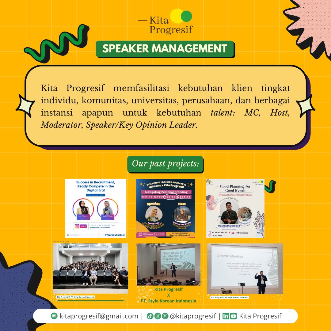 KitaProgresif's tweet image. 🚀 PROGRAMS AND SERVICES BY KITA PROGRESIF 🚀

Kita Progresif adalah sebuah komunitas sebagai pendamping menuju karier dan pengembangan diri yang siap mendukung kamu dalam mengeksplorasi passion dan menjadi profesional secara progresif.