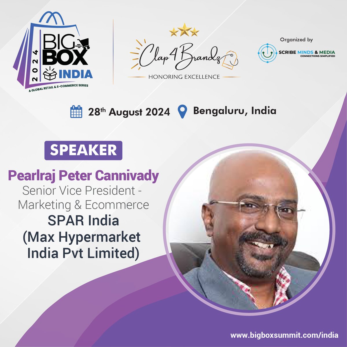 ScribeMinds's tweet photo. 🎉 We are thrilled to announce  Pearlraj Peter Cannivady as our ⭐️ 𝐒𝐩𝐞𝐚𝐤𝐞𝐫 ⭐️ for the upcoming BIG BOX INDIA 2024 - A Global Retail &amp; ECommerce Series! 🌍🛍️As Senior Vice President – Marketing &amp; Ecommerce for SPAR India
🔗 Register now: https://t.co/1z3lZYPtig https://t.co/nWg3ib3kty