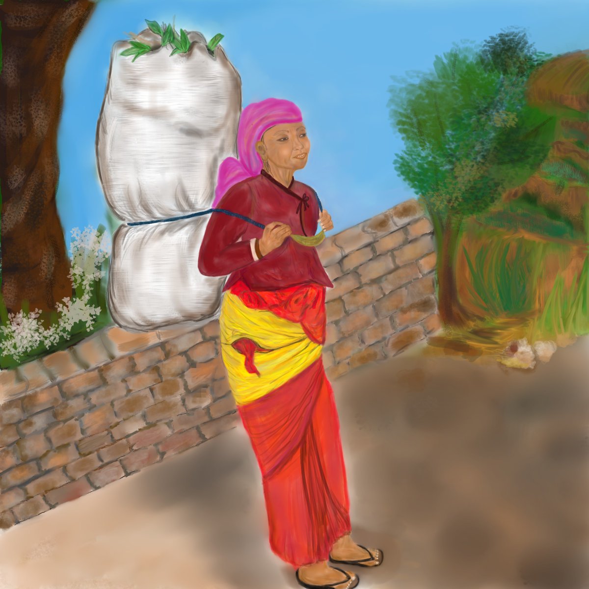 Time to feed buffalo.

An elderly married woman rests with a large bag filled with grass, which is used to feed her buffalo. This is a common sight in my country.

opensea.io/collection/wom…

#NFTCommunity #nftarti̇st #NFTdrops #digitalart #NFTInvestment