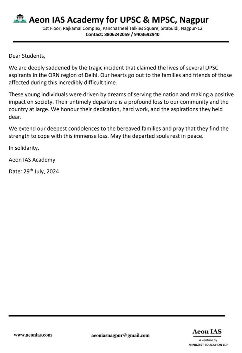 IasAeon's tweet photo. We as an institute don't have physical presence in Delhi but our solidarity with ORN democratic protest.
#DelhiCoaching #DelhiTragedy #UPSCaspirants #UPSCStudent https://t.co/tvn1PeWSVW