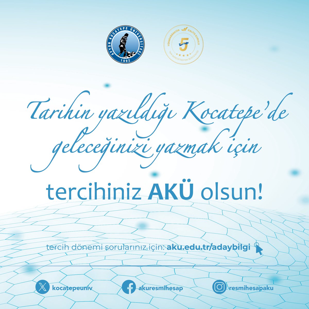 Sevgili üniversite adayı öğrencilerimiz, sizleri Afyon Kocatepe Üniversitesine bekliyoruz.
Aday bilgi sayfası için⬇️
aku.edu.tr/adaybilgi
<a href="/Karakas1969/">Mehmet Karakaş</a>
#AfyonKocatepeÜniversitesi #yks2024 #ykssonucları