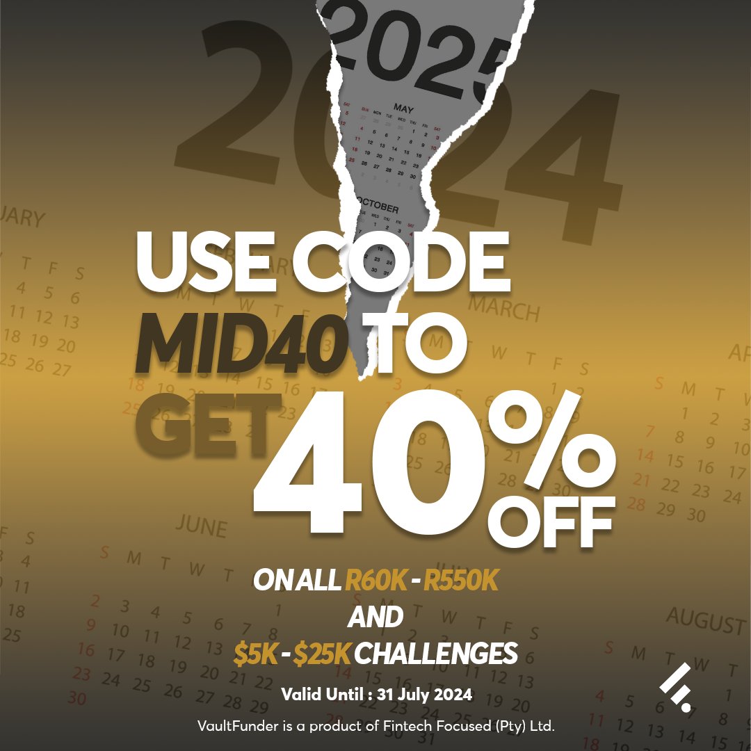 VaultFunder's tweet photo. Take up the Trading Challenge with our MID40 #Discount π https://t.co/R0c393T2aE
#VaultFunder #TradingChallenge #MID40 #ChallengeDiscount https://t.co/Cq4Ah51Qta
