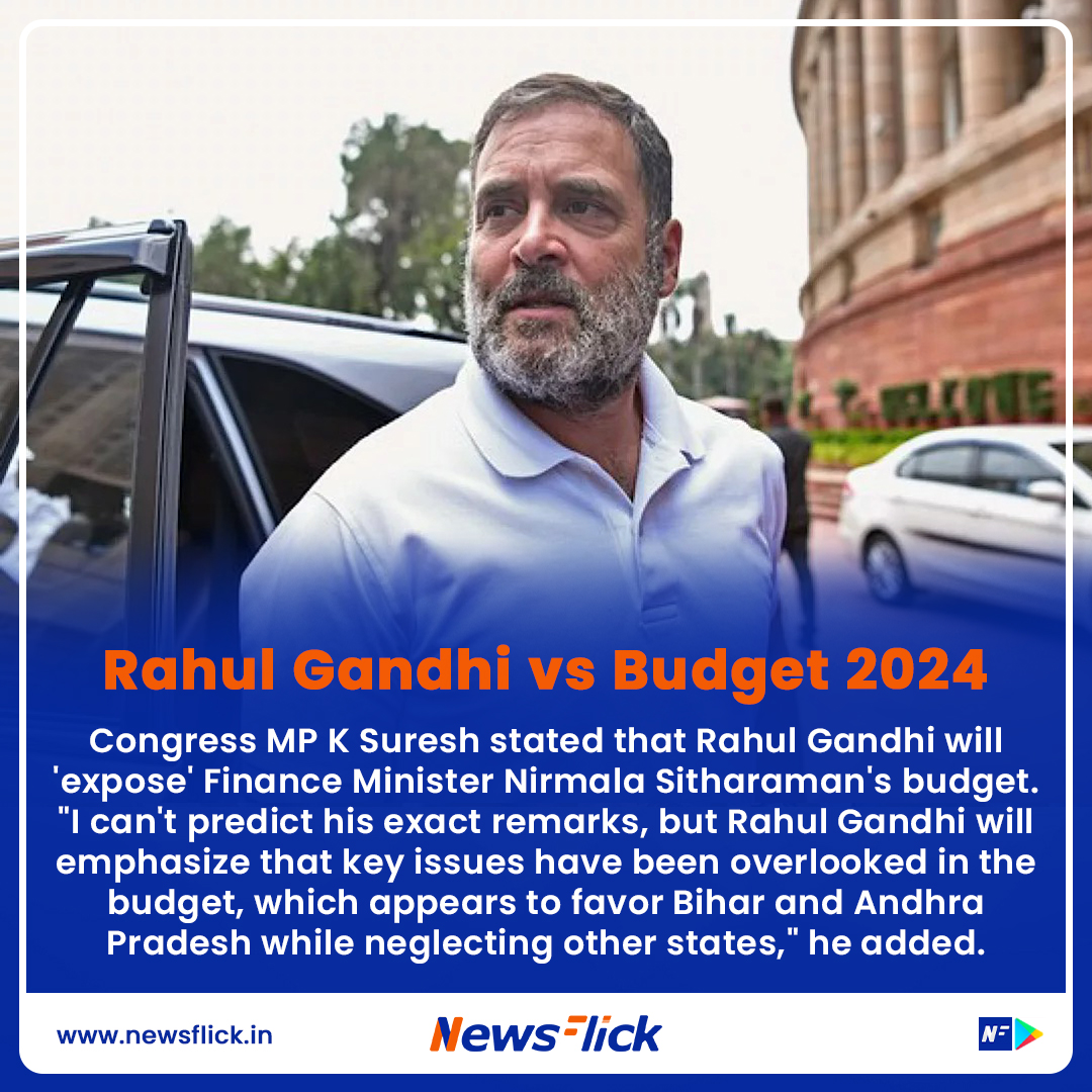 NewsFlick_App's tweet image. Rahul Gandhi vs Budget 2024
#RahulGandhi #Budget2024 #KSuresh #NirmalaSitharaman #NewsFlick
