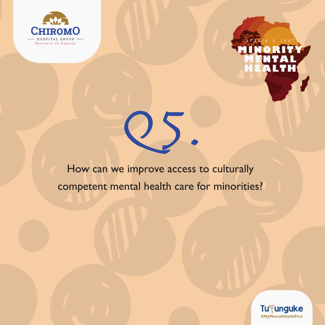 Chiromo Hospital Group (@chiromohospgrp) on Twitter photo Q5. How can we improve access to culturally competent mental health care for minorities?
<a href="/milcah_olando/">Dr Milcah Olando</a> <a href="/wesleyochieng6/">wesley ochieng</a> @MMonicaMusyoka <a href="/Zakiahassan15/">Zakia hassan</a> @Millynjuguna <a href="/ConRadJames101/">The Proud Android User β’πΊπ¬</a> <a href="/cheche_oyando/">The Locd Doc | Cheyenne</a> <a href="/karnavpanda/">karnavpanda</a> @leujohnson @mind_fulnesshub <a href="/KagayaTracy/">Tracy Kagaya</a> <a href="/w_mwangi19/">βWanjiru Mwangi β</a> <a href="/tikiglad/">tecla karimi</a> Q5. How can we improve access to culturally competent mental health care for minorities?
<a href="/milcah_olando/">Dr Milcah Olando</a> <a href="/wesleyochieng6/">wesley ochieng</a> @MMonicaMusyoka <a href="/Zakiahassan15/">Zakia hassan</a> @Millynjuguna <a href="/ConRadJames101/">The Proud Android User β’πΊπ¬</a> <a href="/cheche_oyando/">The Locd Doc | Cheyenne</a> <a href="/karnavpanda/">karnavpanda</a> @leujohnson @mind_fulnesshub <a href="/KagayaTracy/">Tracy Kagaya</a> <a href="/w_mwangi19/">βWanjiru Mwangi β</a> <a href="/tikiglad/">tecla karimi</a>