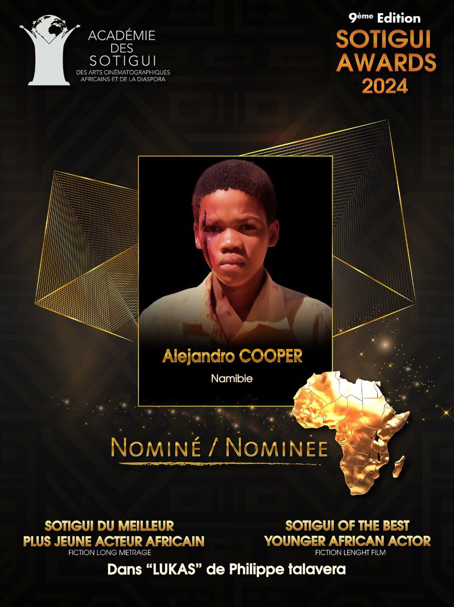 JUST IN: Alejandro Cooper, 12 years old, who plays young Lukas in Dr Philippe Talavera’s film 'Lukas' has been nominated as Best Youngest African Actor at the 2024 Sotigui Awards in Burkina Faso. This is the first time a Namibian actor is nominated in this category, and this