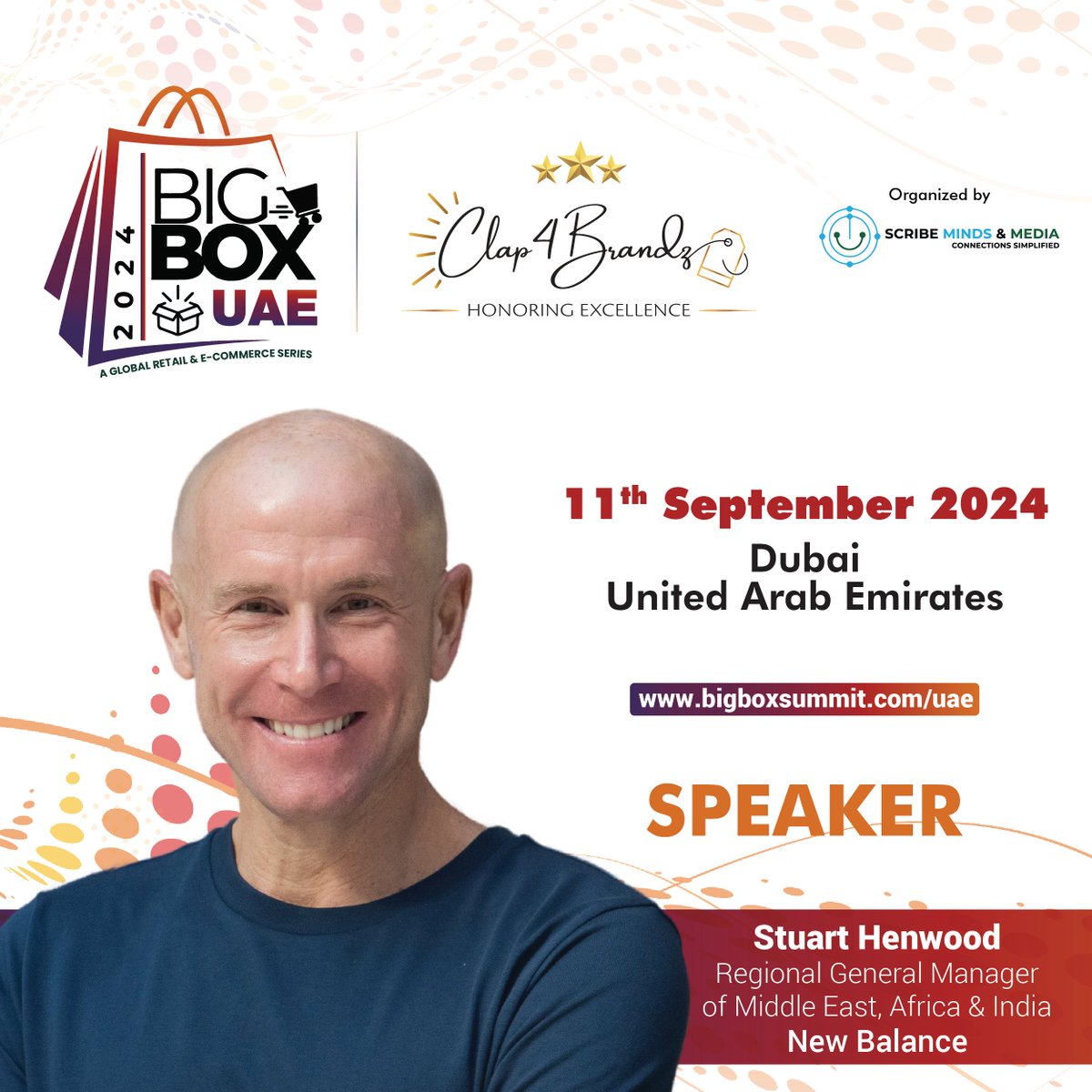 ScribeMinds's tweet photo. We are delighted to unveil Stuart Henwood | Regional General Manager of Middle East, Africa &amp; Ind | New Balance   BIGBOX UAE 2024🛍️ scheduled on the 📅11th September 2024 in Dubai, UAE. 🌍
🌟info@scribeminds.com
#DubaiEvent 🏙️ #GlobalRetail 🌍 #NetworkingEvent #InnovationInRetail https://t.co/JaNBhODMGt