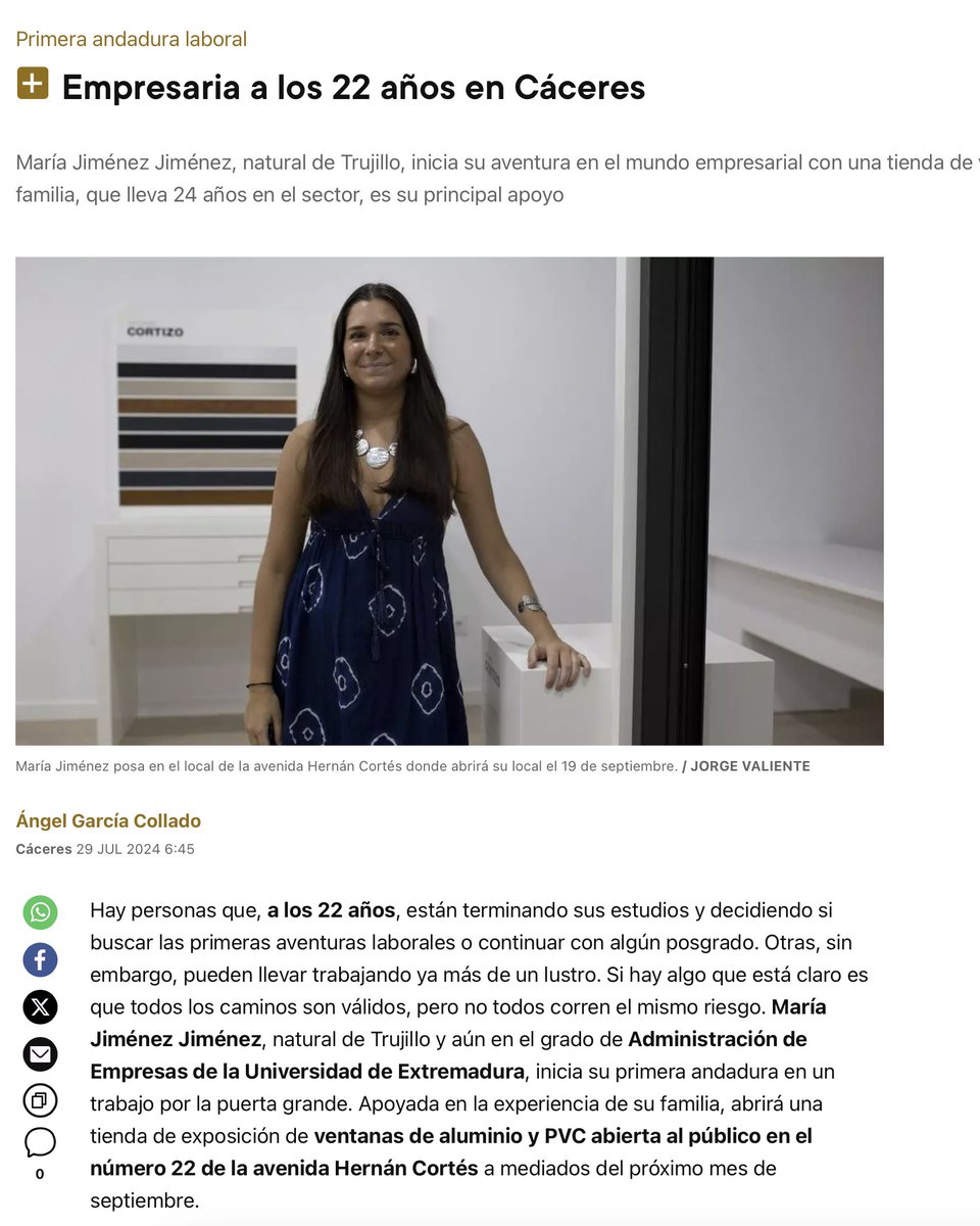 ASPREMETAL's tweet photo. Qué gusto da leer este tipo de reportajes. Enhorabuena a María Jiménez por dar este paso y ojalá sirvas de inspiración a más jóvenes.
#Aspremetal #ComercioMetal #SectorMetal https://t.co/FZCQoddFSb