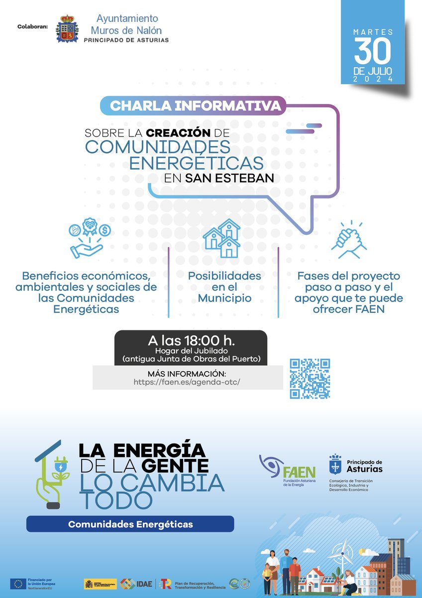 FundacionFaen's tweet photo. 🗓️Mañana, #martes 30 de #julio nuestros técnicos estarán en San Esteban (Muros de Nalón) para organizar otra Jornada sobre la creación de #ComunidadesEnergeticas. Toda la información aquí 📷 https://t.co/arHnTmLNZw… #OTCFaen #sostenibilidad #energia #faen #asturias https://t.co/WoWNWRxJEH