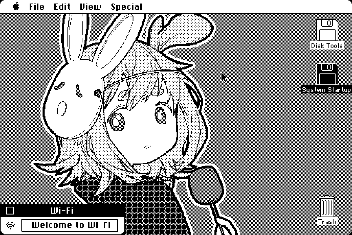 RepugnantBounty's tweet photo. 68k edit of one o' the Children of Magia keyarts by @MantaRayRights. From the #GameBoy #homebrew game I'm developing :) #ArtistOnTwitter #8bitnostalgia #8bitart #Apple #macintosh #retro #retrocomputer #vintage80s #1bit #Pixelart #pixelartist https://t.co/s0vPvNK2UB