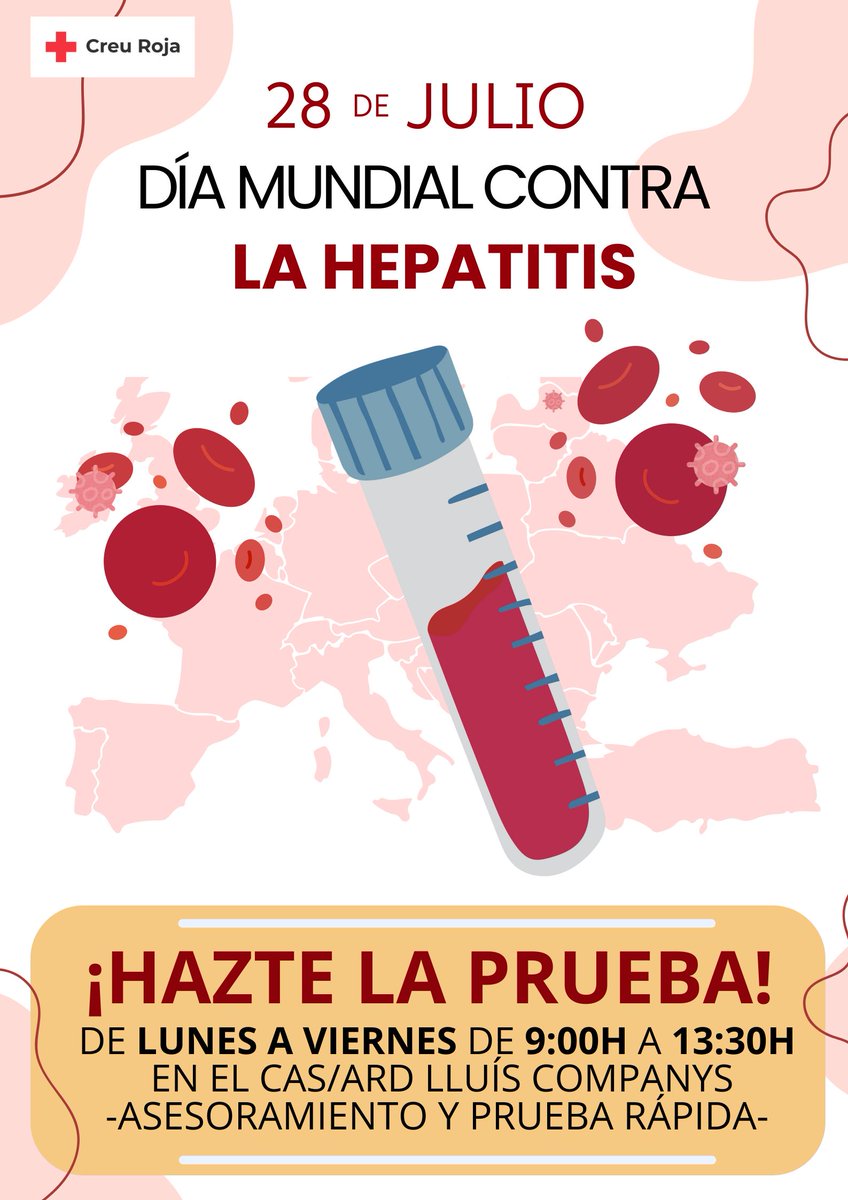 CreuRoja_Salut's tweet photo. Ahir va ser el Dia Mundial de l'Hepatitis. 
Des del CAS/ARD donem tres claus per assegurar l'èxit en prevenció, detecció i tractament en Hepatitis:
📝 Informació
🎯Sensibilització
💉Proves ràpides
#CasCreuRoja #prevenció #Hepatitis https://t.co/aY7ucCZzo6
