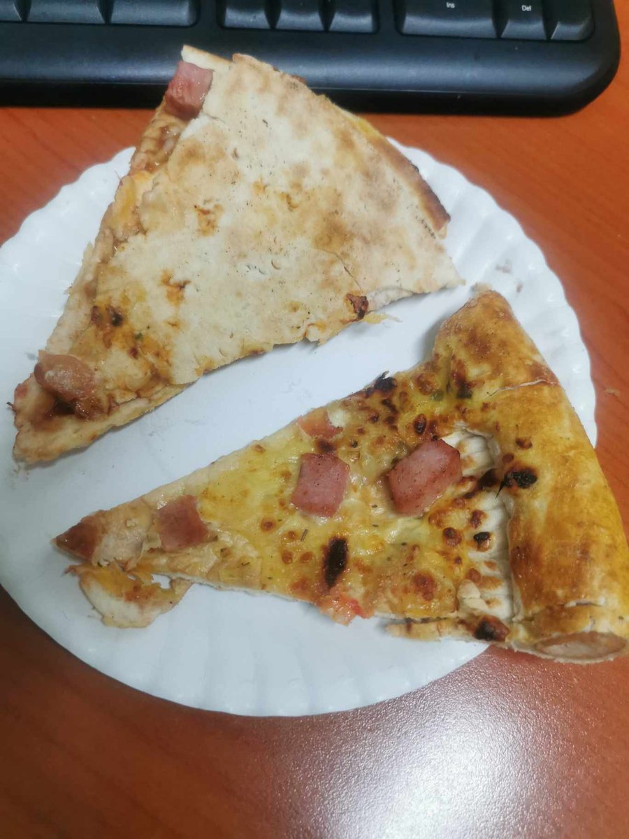 Leborghini's tweet photo. @DebonairsPizza The dry, meatless, cram-deck pizza from one of your stores was delivered to me at work on Friday. https://t.co/PQKAXgRECX