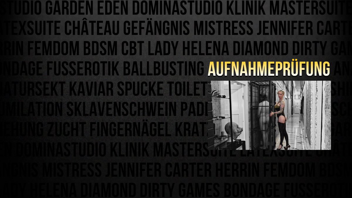 Meine neuen Filme sind online!!!
Dirty Games, CBT, Ballbusting, Caning, Fußerotik, Erziehung, Erotik,
Hodensack dehnen &amp; nageln, Harnröhrendehnung mit Dilator, Spekulum, High Heels &amp; der absoluten Weltneuheit dem Strapon Dilator &amp; vielem mehr gibt es unter ladyjennifercarter.com