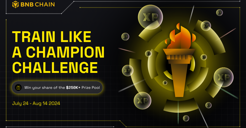 BNBCHAIN's tweet photo. 🚀 Compete for a share of +$250,000 in prizes with the Train Like a Champion Challenge! 

Create AI NFTs, complete tasks, and earn XP and be in with a chance to win!

Join via the link below 👇