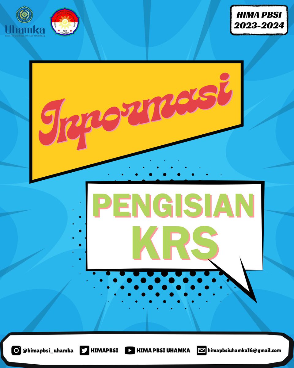 HIMAPBSI's tweet photo. 🗃 Informasi Pengisian KRS 🗃

📸 IG : @himapbsi_uhamka
🕊️ Twitter : @HIMAPBSI
📧 Gmail : himapbsiuhamka16@gmail.com
🎥 YouTube : HIMA PBSI UHAMKA
🎙 Spotify : HIMSI Talk
🌐 Website : https://t.co/Nj9l8G145I

#HIMAPBSI
#SATUBANGSA
#SATUBAHASA
#INDONESIA https://t.co/gehV2sn1xR