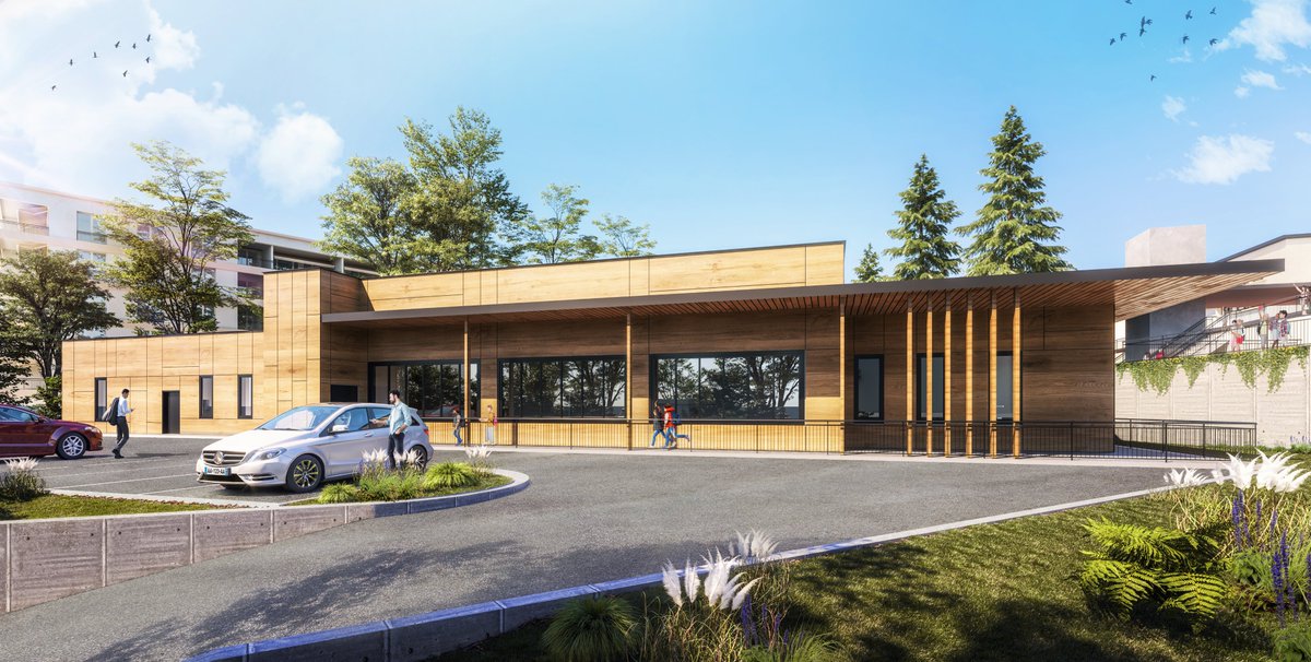 Chantier en cours pour le futur ensemble réfectoire / cuisine de l'école élémentaire des Magnolias à Nice-Ouest, boulevard Napoléon III. Un projet en structure bois signé de l'agence <a href="/Griesmar/">Griesmar Architectes</a> Architectes 📐 #Nice06