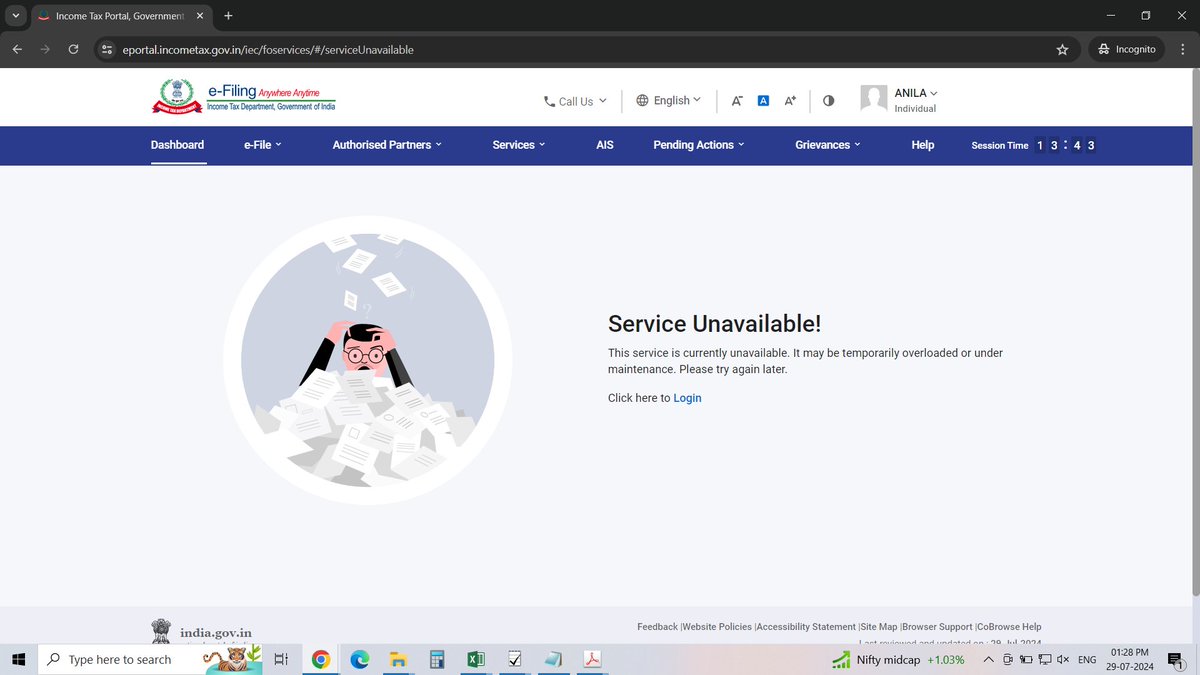 CAAjith_007's tweet image. Hi @IncomeTaxIndia @FinMinIndia @nsitharaman 

Plenty of portal issues. 
#unable to login 
#unble to view/download Form 26AS
#unble to view/download AIS/TIS

#Incometax_site_not_working #extendduedate #portldown