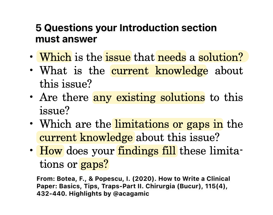 acagamic's tweet photo. 5 questions your introduction must answer https://t.co/uqQDGFz46Y