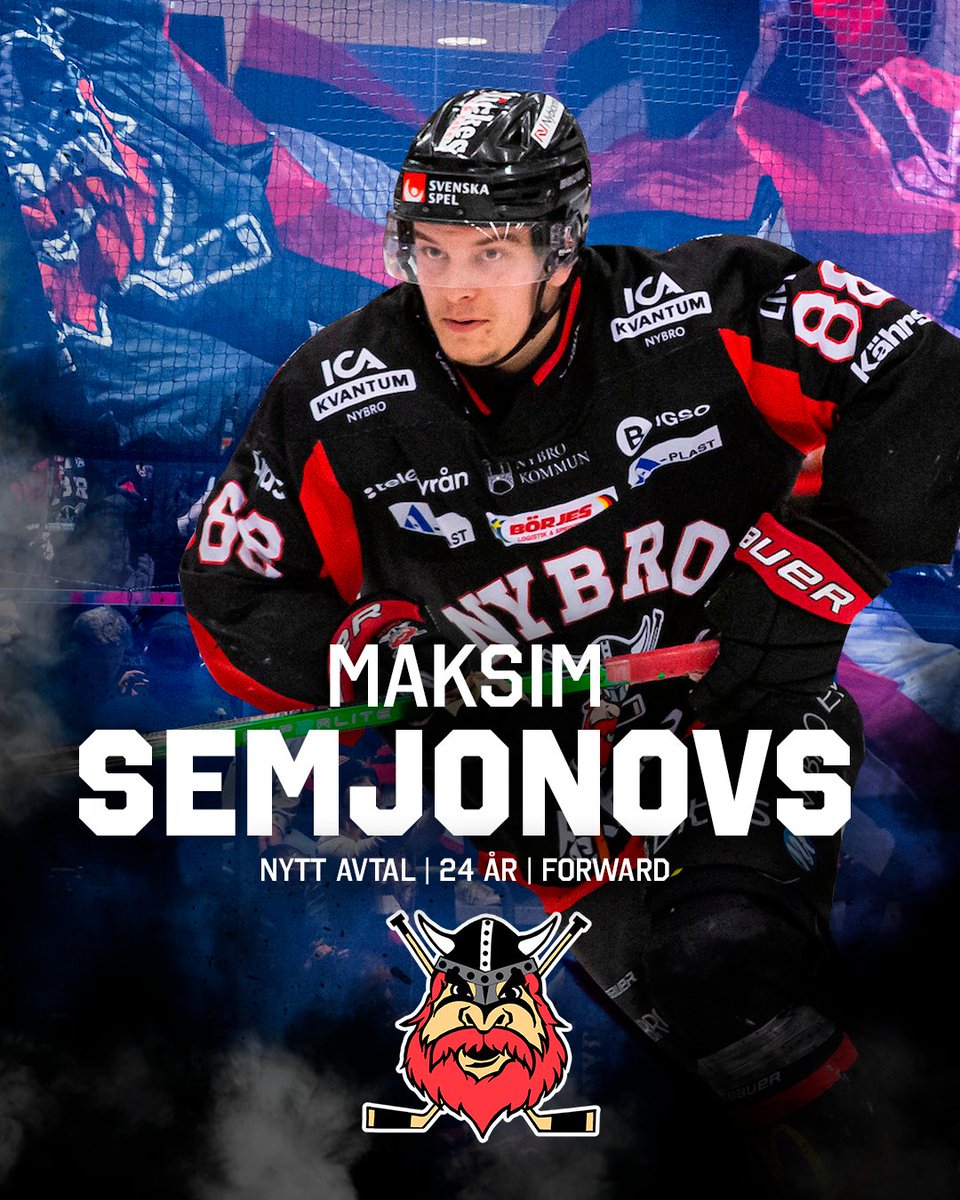 NybroVikings's tweet photo. Maksim Semjonovs stannar i Nybro Vikings!

Den 24-åriga forwarden har skrivit på ett nytt avtal över säsongen 2024/25.

Läs mer här: https://t.co/LgQu2nT179 https://t.co/9TDahzEPEo